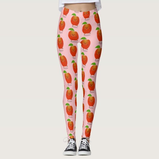 Cute dansend apple cartoon illustratie leggings (Voorkant)