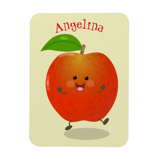 Cute dansend apple cartoon illustratie magneet (Verticaal)