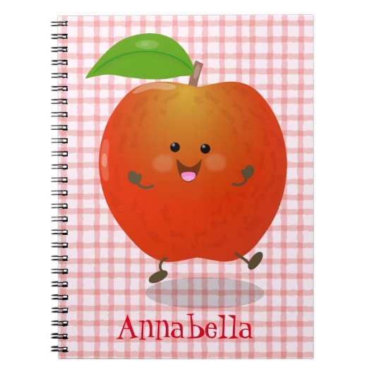 Cute dansend apple cartoon illustratie notitieboek (Voorkant)