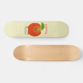 Cute dansend apple cartoon illustratie persoonlijk skateboard (Horizontaal)