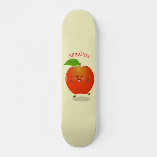 Cute dansend apple cartoon illustratie persoonlijk skateboard (Voorkant)