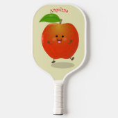 Cute dansend apple cartoon illustratie pickleball paddle (Achterkant)