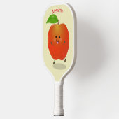 Cute dansend apple cartoon illustratie pickleball paddle (Links)
