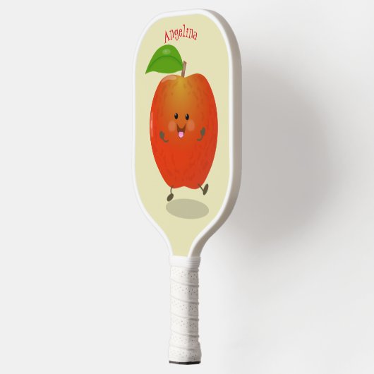 Cute dansend apple cartoon illustratie pickleball paddle (Links)