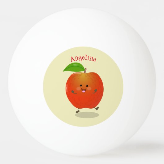 Cute dansend apple cartoon illustratie pingpongbal (Voorkant)
