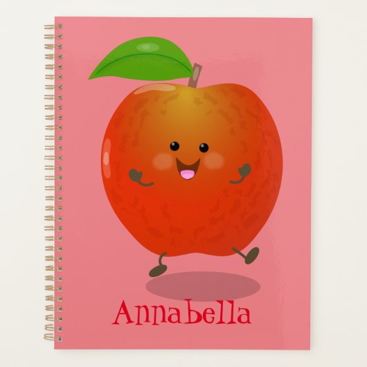 Cute dansend apple cartoon illustratie planner (Voorkant)