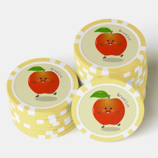 Cute dansend apple cartoon illustratie poker chips (Opstapeling)