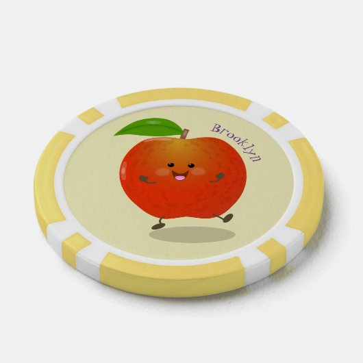 Cute dansend apple cartoon illustratie poker chips (Enkel)