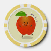 Cute dansend apple cartoon illustratie poker chips (Voorkant)