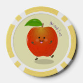 Cute dansend apple cartoon illustratie poker chips (Achterkant)