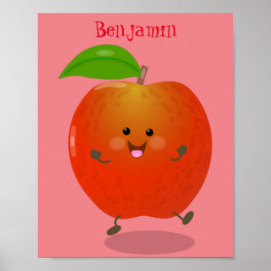 Cute dansend apple cartoon illustratie poster