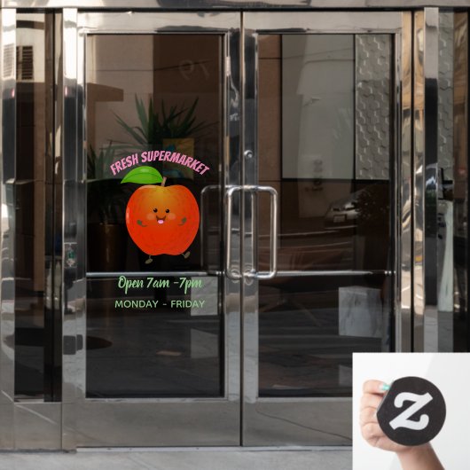 Cute dansend apple cartoon illustratie raamsticker (Kantoordeur)