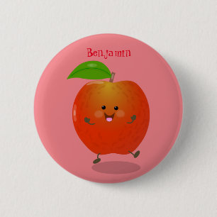 Cute dansend apple cartoon illustratie ronde button 5,7 cm