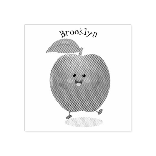 Cute dansend apple cartoon illustratie rubberstempel (Afrduk)