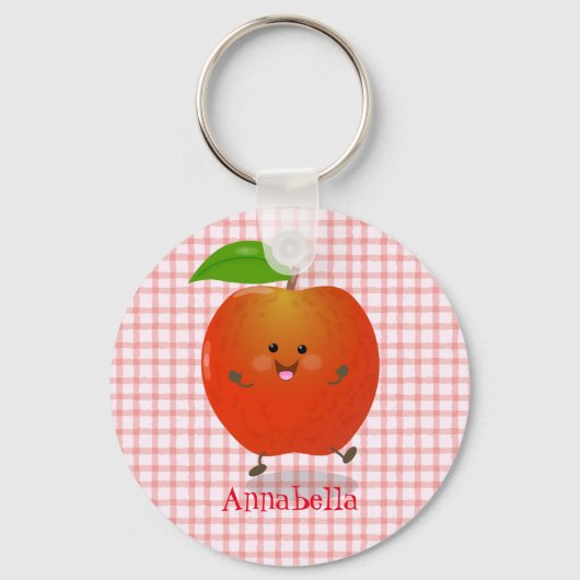 Cute dansend apple cartoon illustratie sleutelhanger (Voorkant)