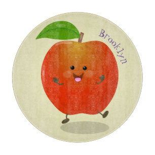 Cute dansend apple cartoon illustratie snijplank