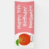 Cute dansend apple cartoon illustratie spandoek (Verticaal)