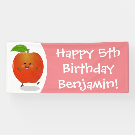 Cute dansend apple cartoon illustratie spandoek (Horizontaal)
