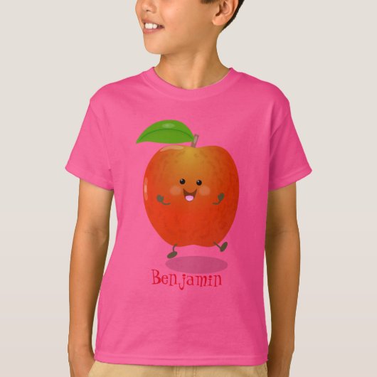 Cute dansend apple cartoon illustratie t-shirt (Voorkant)