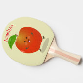Cute dansend apple cartoon illustratie tafeltennisbatje (Zijkant)