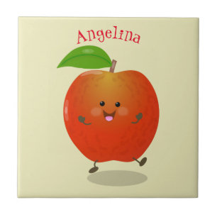 Cute dansend apple cartoon illustratie tegeltje