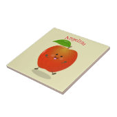 Cute dansend apple cartoon illustratie tegeltje (Zijkant)