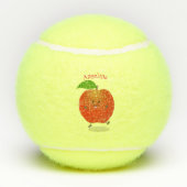 Cute dansend apple cartoon illustratie tennisballen (Achterkant)