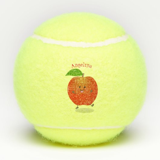 Cute dansend apple cartoon illustratie tennisballen (Achterkant)