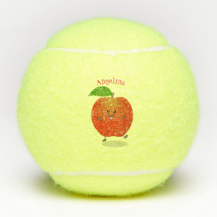 Cute dansend apple cartoon illustratie tennisballen