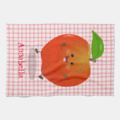 Cute dansend apple cartoon illustratie theedoek (Horizontaal)