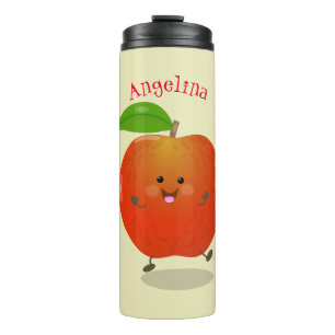 Cute dansend apple cartoon illustratie thermosbeker