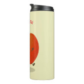 Cute dansend apple cartoon illustratie thermosbeker (Geroteerd rechts)