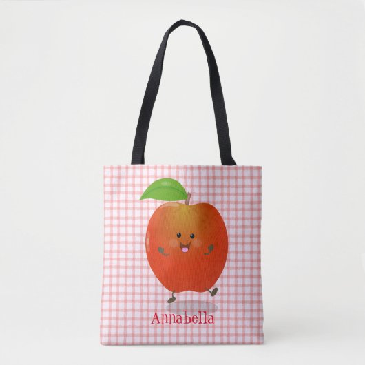 Cute dansend apple cartoon illustratie tote bag (Voorkant)