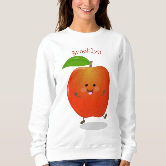 Cute dansend apple cartoon illustratie trui (Voorkant)