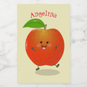 Cute dansend apple cartoon illustratie voedselcontainer etiket (Enkel label)