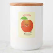Cute dansend apple cartoon illustratie voedselcontainer etiket (Voorkant)