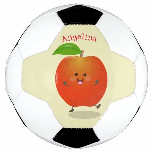 Cute dansend apple cartoon illustratie voetbal (Voorkant)