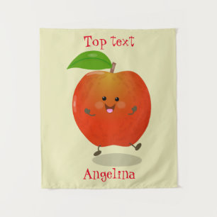 Cute dansend apple cartoon illustratie wandkleed