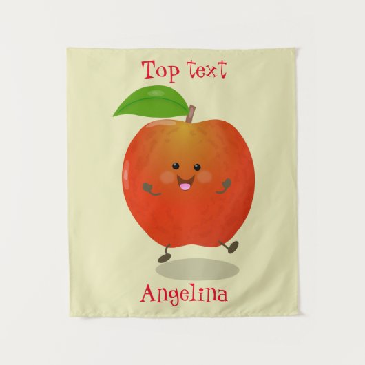 Cute dansend apple cartoon illustratie wandkleed (Voorkant)