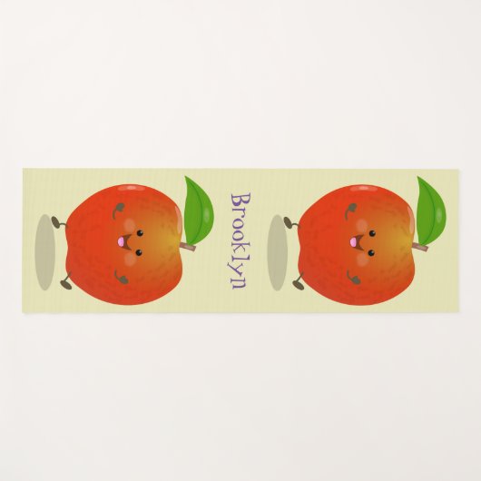 Cute dansend apple cartoon illustratie yogamat (Voorkant (horizontaal))