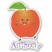 Cute dansend apple kawaii cartoon illustratie sticker (Voorkant)