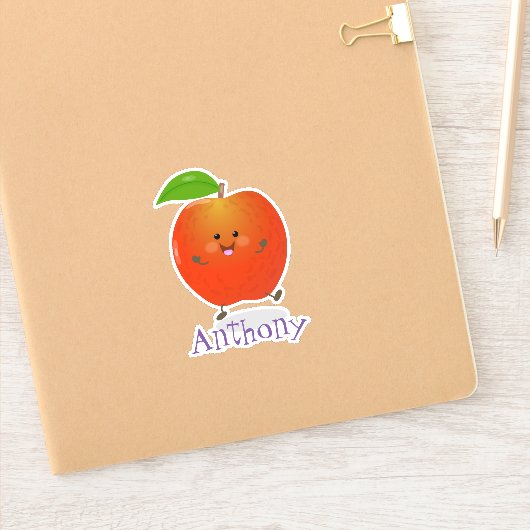 Cute dansend apple kawaii cartoon illustratie sticker (Notitieboek)