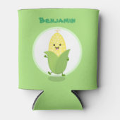 Cute dansend kawaii corn cob cartoon illustratie blikjeskoeler (Voorkant)