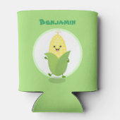 Cute dansend kawaii corn cob cartoon illustratie blikjeskoeler (Achterkant)