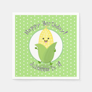 Cute dansend kawaii cornaire cartoon illustratie servet