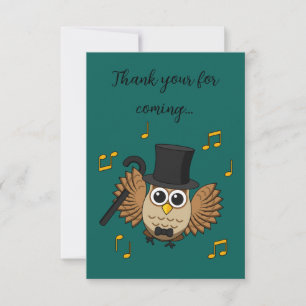 Cute Dansend Owl met Muzieknoten Cartoon Tekst t Bedankkaart