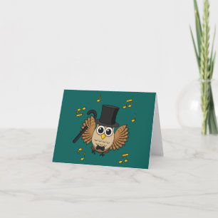 Cute Dansend Owl met Muzieknoten Cartoon   Tekst t Kaart