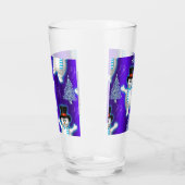 Cute Dansend Snowmen Kerstblauw Glas (Links)