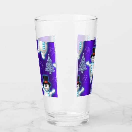 Cute Dansend Snowmen Kerstblauw Glas (Links)