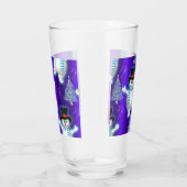 Cute Dansend Snowmen Kerstblauw Glas (Rechts)